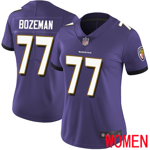 Baltimore Ravens Limited Purple Women Bradley Bozeman Home Jersey NFL Football #77 Vapor Untouchable->women nfl jersey->Women Jersey